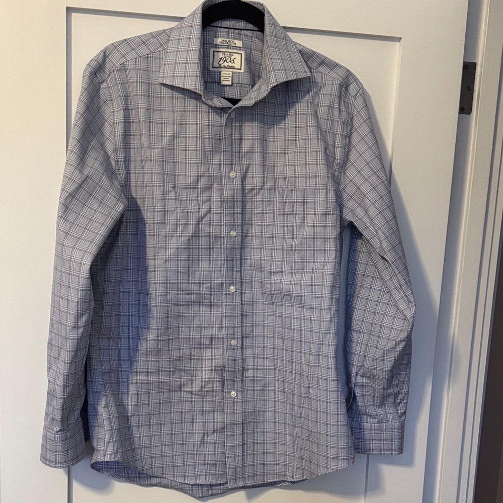 Jos. A. Bank Gray Plaid Dress Shirt